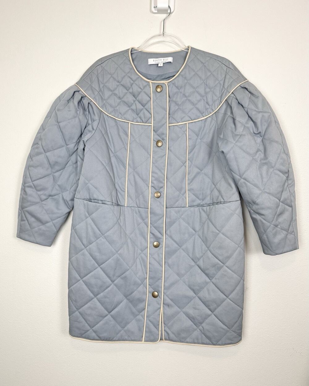 Hunter Bell Quilted Browning Coat Women’s Small Dusty Blue Country Boho Chic